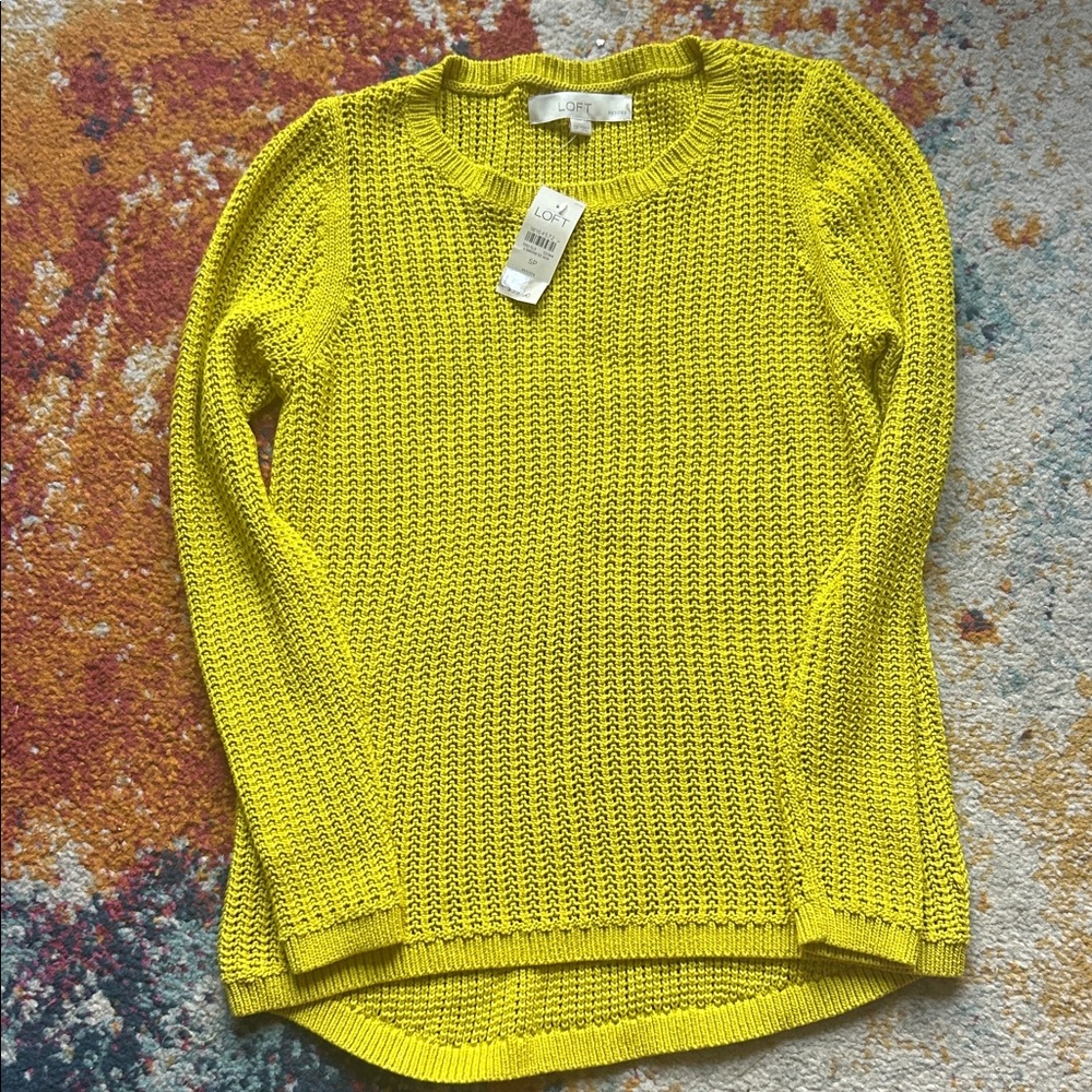 LOFT Bright Yellow Crew Neck Sweater